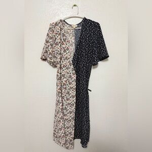 Orange Creek Asymmetrical Floral Dress - Cream and Black